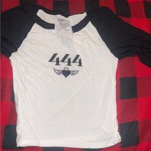 “444” Black & White Long Sleeve Crew Neck